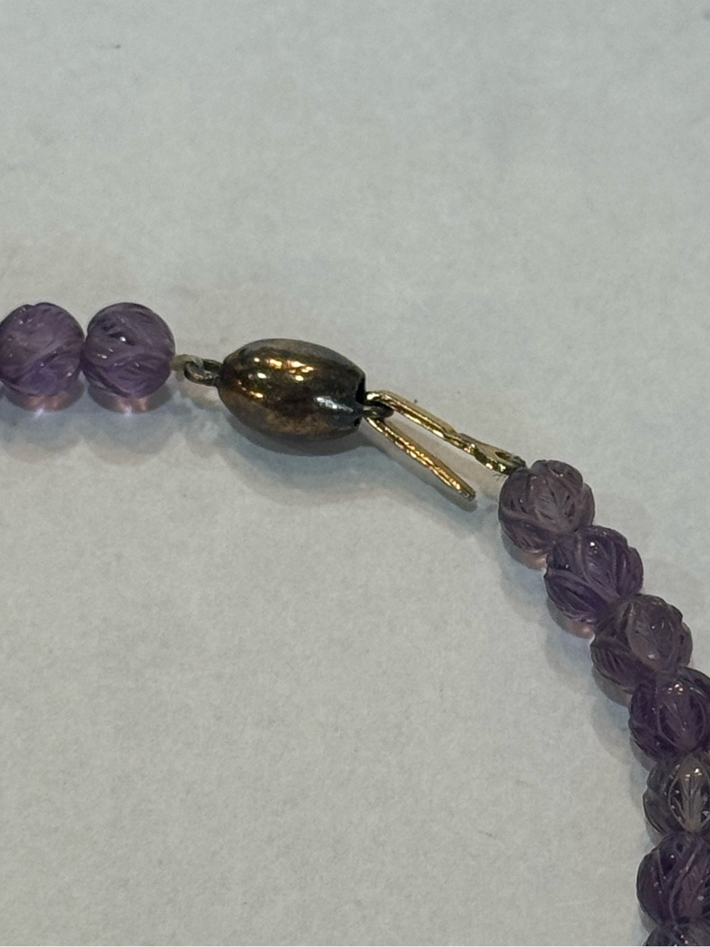 Leaf Engraved Purple Amethyst Necklace - Picture 6 of 8